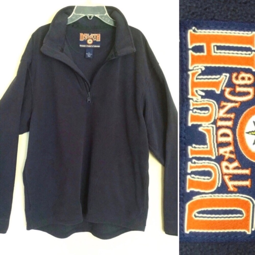 Duluth Men’s 1/4 Zip Fleece Pullover Navy Blue Sz Large